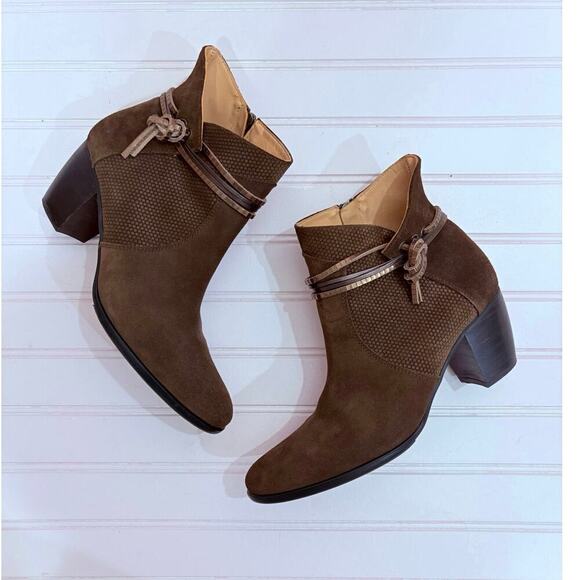 Sundance Catalog Brown Suede Heeled Ankle Boot - Picture 1 of 5